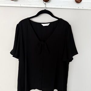 LC Lauren Conrad Elegant Black Bow Women's Top